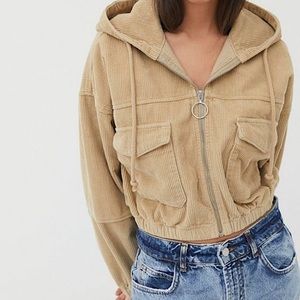 BDG Patch Pocket Cropped Jacket in Tan Khaki Size: XS